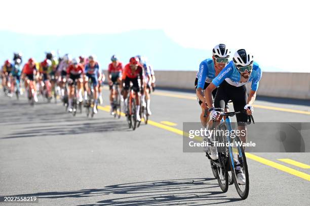 Stage winner Ben O'Connor of Australia and Valentin Paret-Peintre of France and Team Decathlon-AG2R La Mondiale attack in the final climb during the...