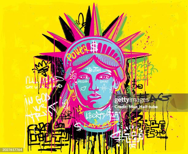 statue of liberty - pop art stock illustrations