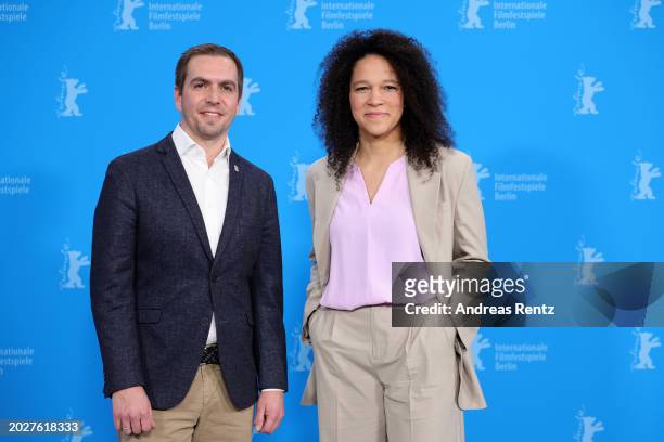 Philipp Lahm and Celia Šašić pose at the "Elf Mal Morgen: Berlinale Meets Fußball" photocall during the 74th Berlinale International Film Festival...