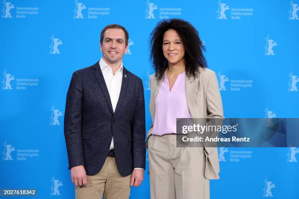 Philipp Lahm and Celia Šašić pose at the "Elf Mal Morgen: Berlinale Meets Fußball" photocall during the 74th Berlinale International Film Festival...