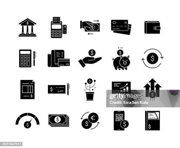 return on investment solid icon set - insurance bundle stock illustrations