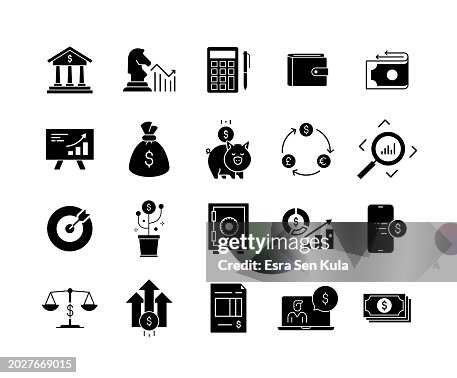 Return on Investment Solid Icon Set Return on Investment Solid Icon Set