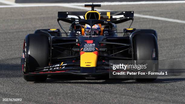 Max Verstappen of the Netherlands driving the Oracle Red Bull Racing RB20 on track during day one of F1 Testing at Bahrain International Circuit on...