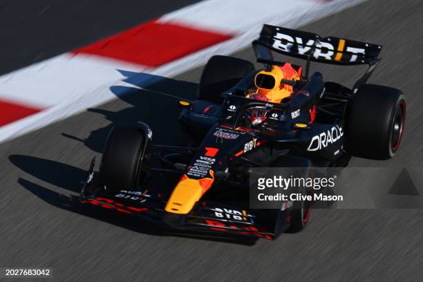 Max Verstappen of the Netherlands driving the Oracle Red Bull Racing RB20 on track during day one of F1 Testing at Bahrain International Circuit on...