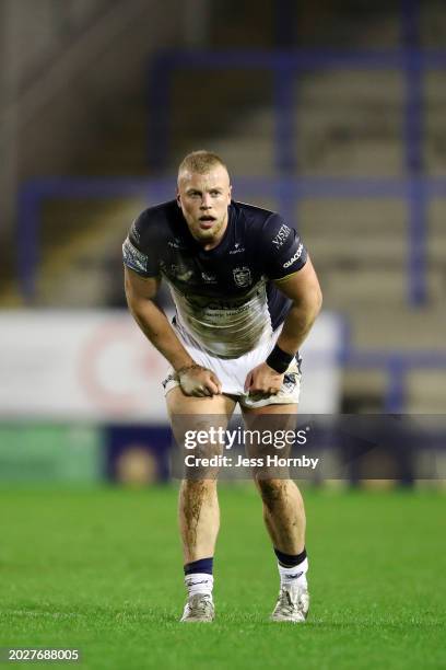 Jack Ashworth of Hull FC looks on during the Betfred Super League match between Warrington Wolves and Hull FC at The Halliwell Jones Stadium on...