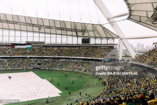 Thousands of African National Congress supporters attend the Election Manifesto launch at the Moses Mabhida Stadium in Durban on February 24, 2024....