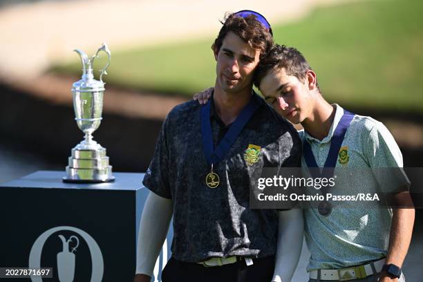 Altin Van Der Merwe of South Africa & Ivan Verster of South Africa react at the presentation during day four of the Africa Amateur Championship and...