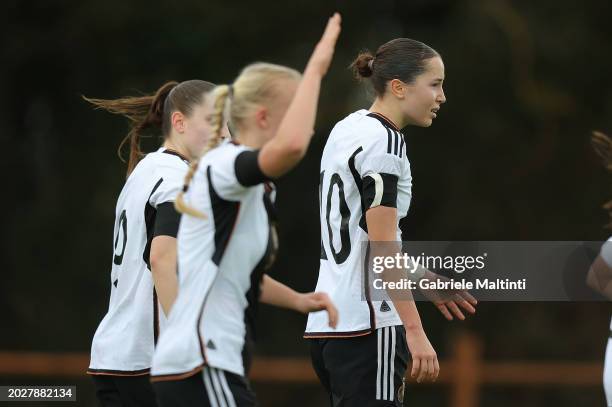 Laila Portella of Germany Women U17 celebrates after scoring a goal during the International friendly match between U17 Girls Switzerland v U17 Girls...