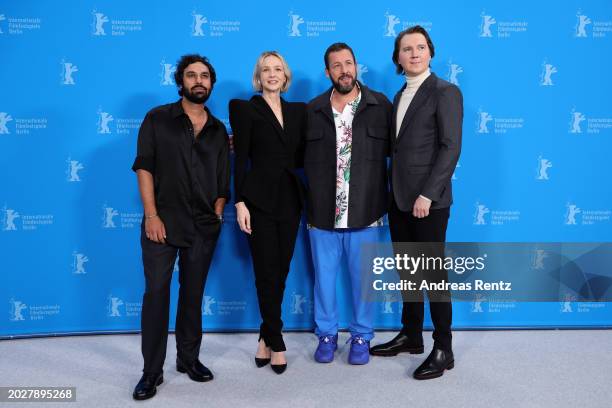 Kunal Nayyar, Carey Mulligan, Adam Sandler and Paul Dano pose at the "Spaceman" photocall during the 74th Berlinale International Film Festival...