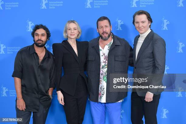 Kunal Nayyar, Carey Mulligan, Adam Sandler and Paul Dano attend the "Spaceman" photocall during the 74th Berlinale International Film Festival Berlin...