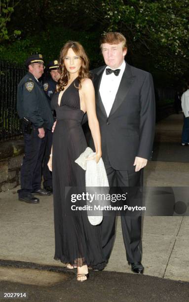 Donald Trump and girlfriend Melania Knauss attend the wedding of Rudolph Giuliani and Judith Nathan at Gracie Mansion May 24th , 2003 in New York...