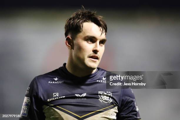 Tex Hoy of Hull FC looks on during the Betfred Super League match between Warrington Wolves and Hull FC at The Halliwell Jones Stadium on February...