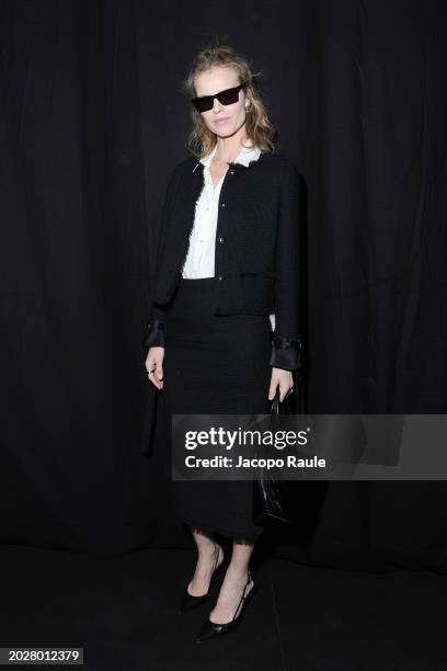 Eva Herzigová attends the Alberta Ferretti fashion show during the Milan Fashion Week Womenswear Fall/Winter 2024-2025 on February 21, 2024 in Milan,...