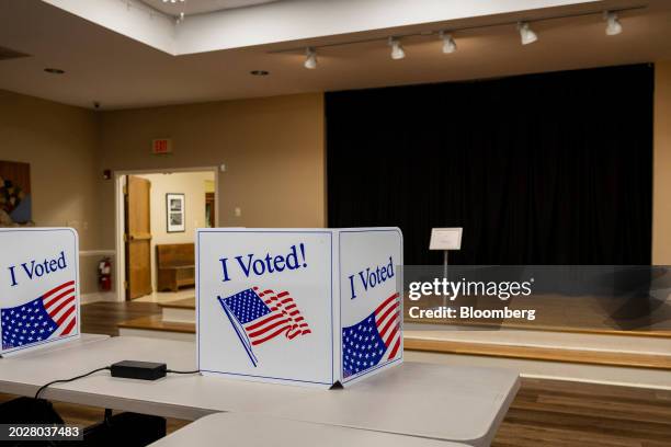 Voting booth at the Calhoun Cultural Center in Saint Matthews, South Carolina, US, on Saturday, Feb. 24, 2024. Donald Trump is on the cusp of the...