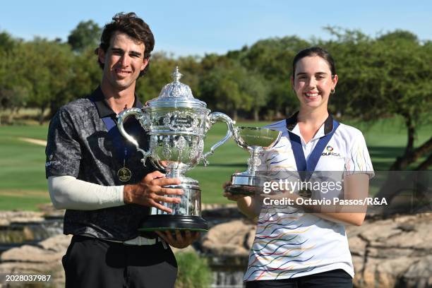 Altin Van Der Merwe of South Africa & Kyra Van Kan of South Africa pose together following their victories during day four of the Africa Amateur...