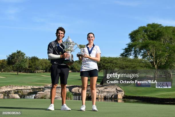 Altin Van Der Merwe of South Africa & Kyra Van Kan of South Africa pose together following their victories during day four of the Africa Amateur...