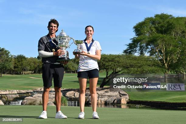 Altin Van Der Merwe of South Africa & Kyra Van Kan of South Africa pose together following their victories during day four of the Africa Amateur...