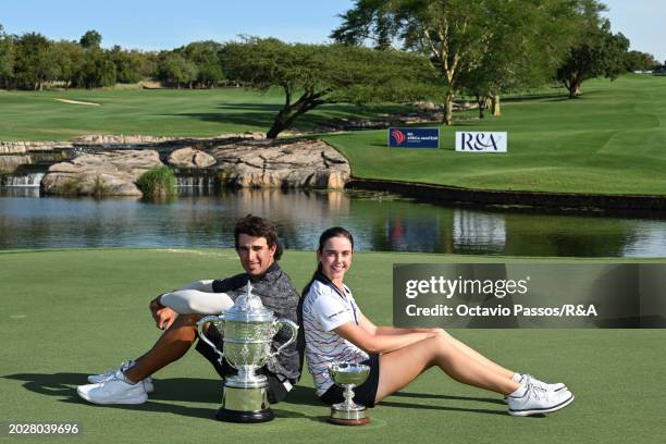 Altin Van Der Merwe of South Africa & Kyra Van Kan of South Africa pose together following their victories during day four of the Africa Amateur...