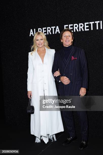 Valeria Mazza and Alejandro Gravier attend the Alberta Ferretti fashion show during the Milan Fashion Week Womenswear Fall/Winter 2024-2025 on...