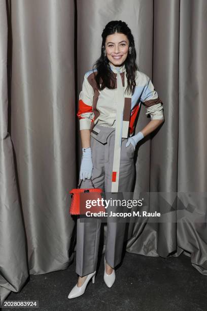 Alessandra Mastronardi attends the Fendi fashion show during Milan Fashion Week Womenswear Fall/Winter 2024 - 2025 on February 21, 2024 in Milan,...