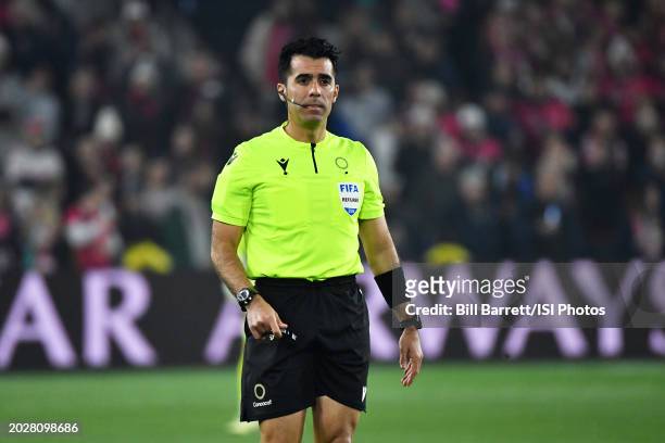 Referee Adonai Escobedo during a game between Houston Dynamo and St. Louis City SC at CITYPARK on February 20, 2024 in St. Louis, Missouri.
