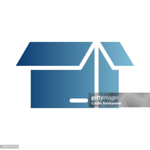 parcel packing gradient solid icon - unboxing stock illustrations