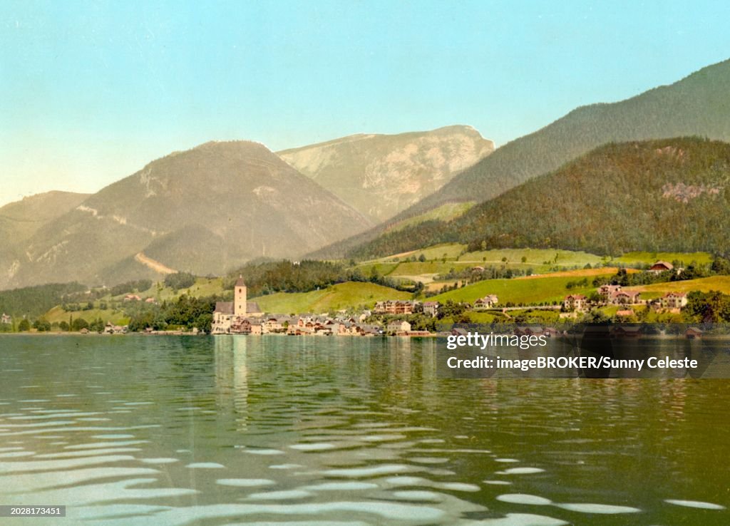 St. Wolfgang, Salzkammergut, Austria, c. 1890, Historic, digitally restored reproduction from a 19th century original St. Wolfgang, Austria, c. 1890, Historic, digitally restored reproduction from a 19th century original, Europe