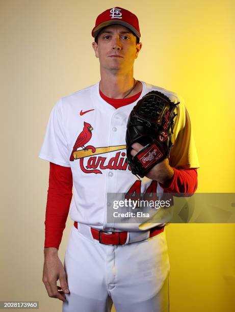 Kyle Gibson of the St. Louis Cardinals poses for a portrait during Photo Day at Roger Dean Stadium on February 21, 2024 in Jupiter, Florida.