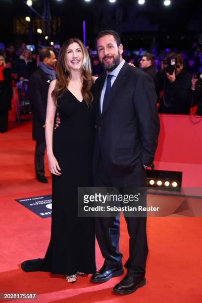 Jackie Sandler and Adam Sandler attend the "Spaceman" premiere during the 74th Berlinale International Film Festival Berlin at Berlinale Palast on...