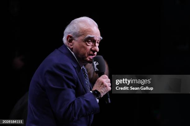 Martin Scorsese speaks at the Honorary Golden Bear: In Conversation With Martin Scorsese during the 74th Berlinale International Film Festival Berlin...