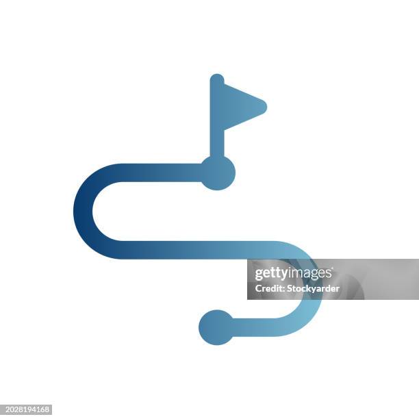 durchgehendes symbol für den verlauf der wanderroute - work-in-progress-icon stock-grafiken, -clipart, -cartoons und -symbole