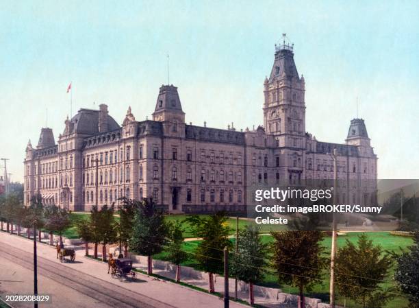 parliament buildings, quebec, canada, 1890, historic, digitally restored reproduction from a 19th century original parliament buildings, canada, historic, digitally restored reproduction from a 19th century original, north america - オルタナティブプロセス点のイラスト素材／クリップアート素材／マンガ素材／アイコン素材