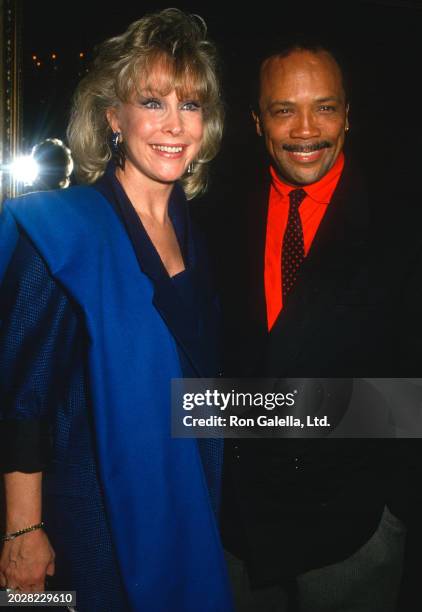 American actress Barbara Eden and music executive Quincy Jones attend a United Negro College Fund party at Chasen's Restaurant, Beverly Hills,...