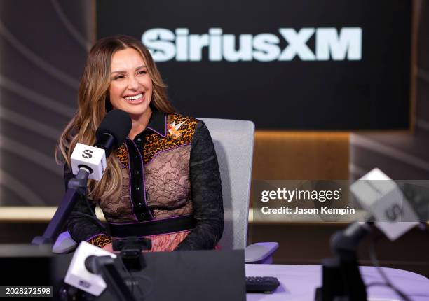 Carly Pearce visits SiriusXM Studios on February 21, 2024 in Nashville, Tennessee.