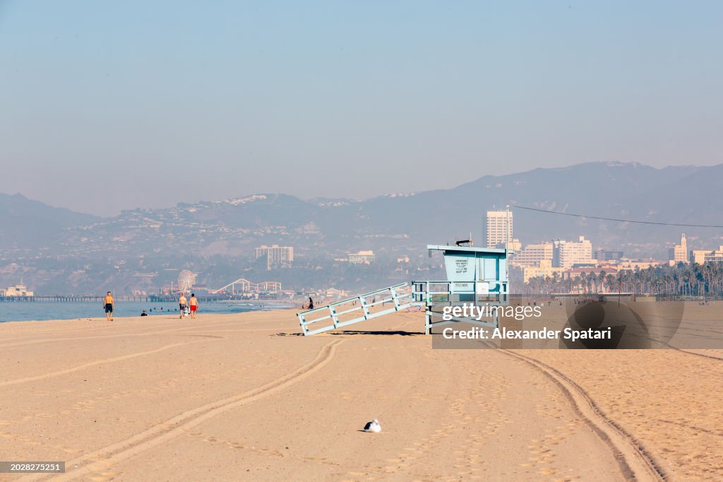 Beach in Santa Monica on a sunny day, Los Angeles, California, USA