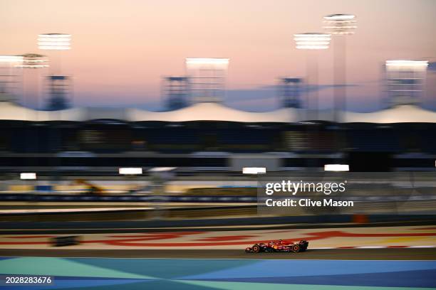 Carlos Sainz of Spain driving the Ferrari SF-24 on track during day one of F1 Testing at Bahrain International Circuit on February 21, 2024 in...