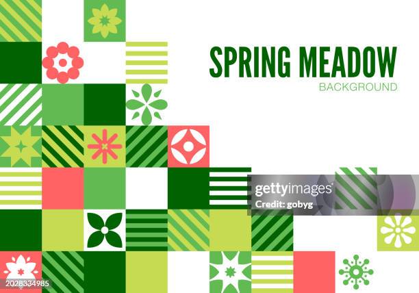 modern geometric spring flowery meadow banner template background - tulip fields stock illustrations