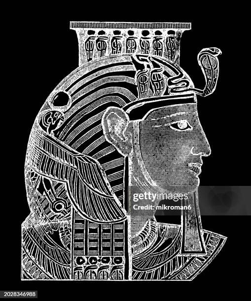 old engraved illustration of ramses iii - usermaatre meryamun ramesses iii (ramses and rameses) the second pharaoh of the twentieth dynasty in ancient egypt - ramses iii stock pictures, royalty-free photos & images