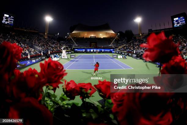 Coco Gauff of the United States plays a backhand against Karolina Pliskova of Czech Republic in their-third round women's singles match during day 4...