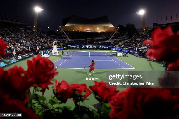 Coco Gauff of the United States plays a backhand against Karolina Pliskova of Czech Republic in their-third round women's singles match during day 4...