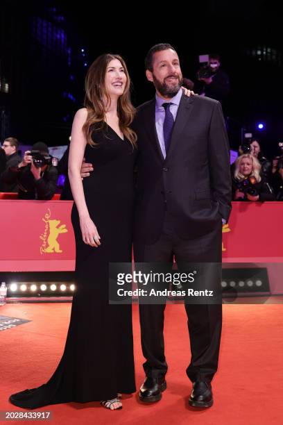 Jackie Sandler and Adam Sandler attend the red carpet for the screening of "Spaceman" at Berlinale 2024 at Berlinale Palast on February 21, 2024 in...
