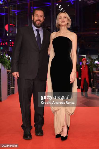 Carey Mulligan and Adam Sandler attend the "Spaceman" premiere during the 74th Berlinale International Film Festival Berlin at Berlinale Palast on...