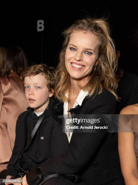 Eva Herzigová and Edward Marsiaj attends the Alberta Ferretti fashion show during the Milan Fashion Week Womenswear Fall/Winter 2024-2025 on February...