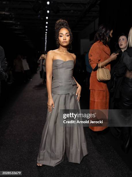 Leigh-Anne Pinnock attends the Alberta Ferretti fashion show during the Milan Fashion Week Womenswear Fall/Winter 2024-2025 on February 21, 2024 in...