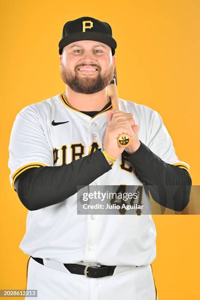 Rowdy Tellez of the Pittsburgh Pirates poses during the 2024 Pittsburgh Pirates Photo Day at Pirate City on February 20, 2024 in Bradenton, Florida.