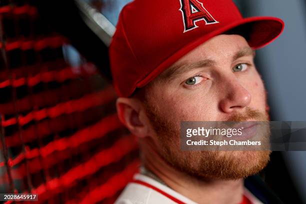 Brandon Drury of the Los Angeles Angels poses for a portrait during photo day at Tempe Diablo Stadium on February 21, 2024 in Tempe, Arizona.