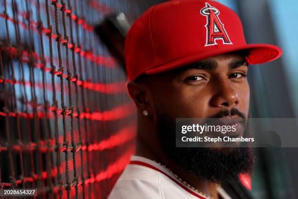 Luis Rengifo of the Los Angeles Angels poses for a portrait during photo day at Tempe Diablo Stadium on February 21, 2024 in Tempe, Arizona.