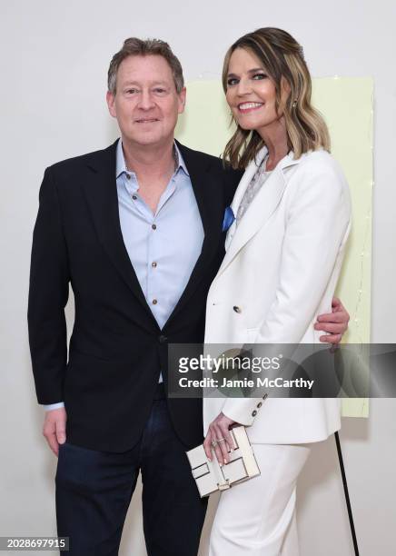 Michael Feldman and Savannah Guthrie attend the "Mostly What God Does" book presentation on February 21, 2024 in New York City.