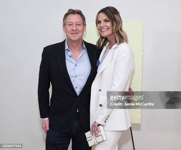 Michael Feldman and Savannah Guthrie attend the "Mostly What God Does" book presentation on February 21, 2024 in New York City.