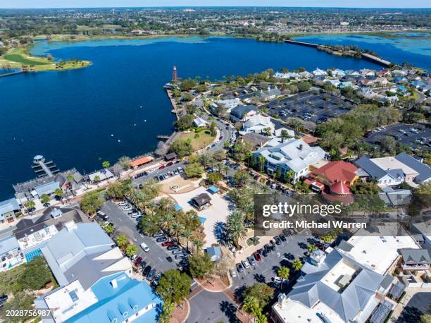 the villages, florida - lake sumter town square aerial - orlando florida aerial stock pictures, royalty-free photos & images